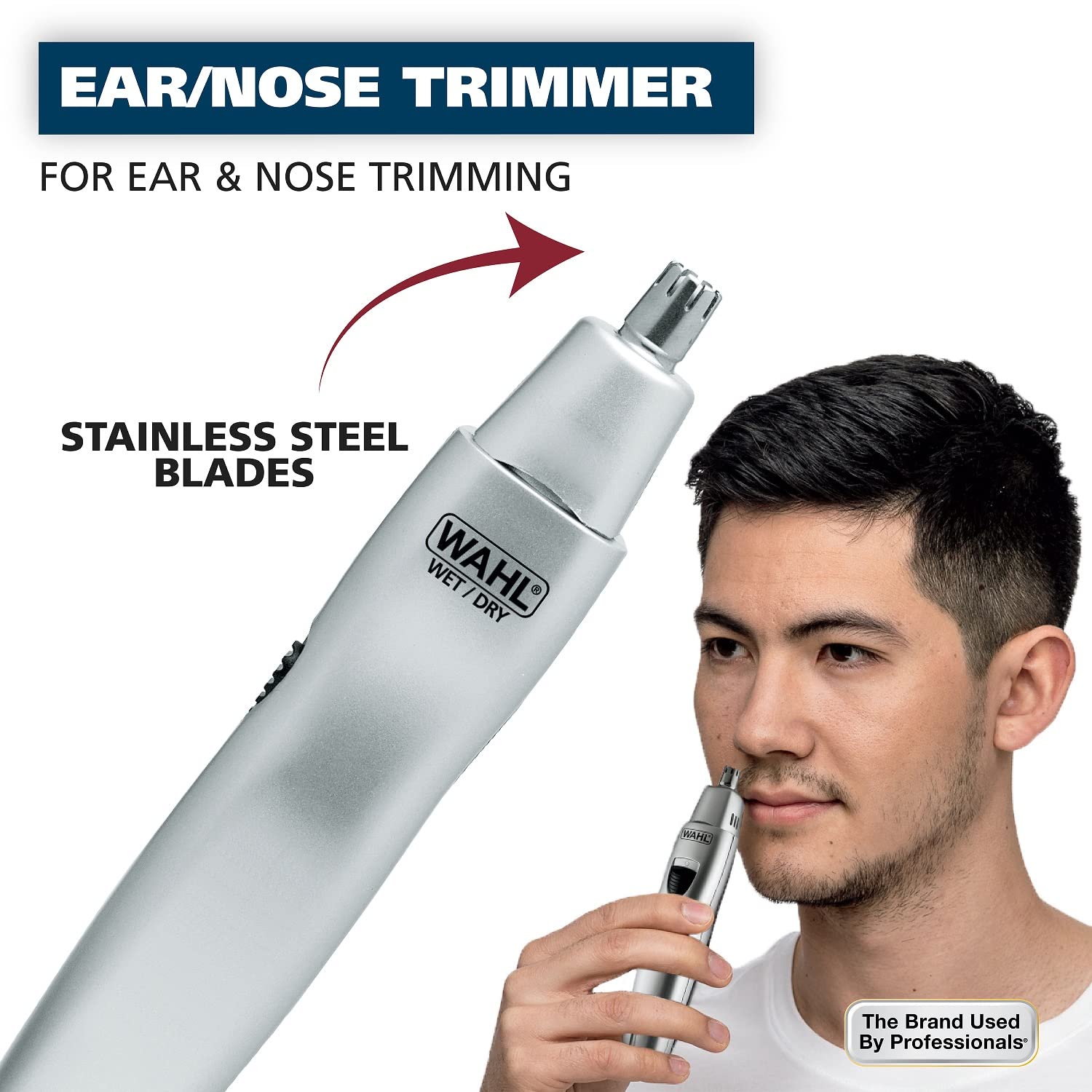 White Smoke Wahl Men’s Nose Hair Trimmer, for Eyebrows, Neckline, Nose & Ear Hair, Precision Detail Trimming with Interchangeable Heads, Battery Included - Model 5545-400