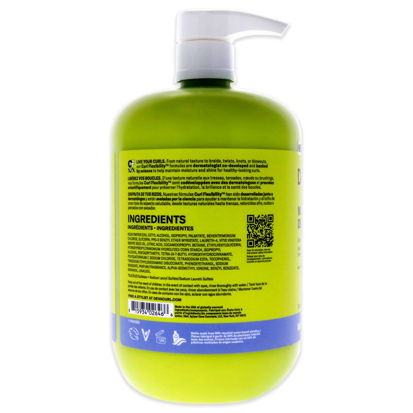 White Smoke DevaCurl No-Poo Decadence Non-Lathering Cleanser for Ultra-Rich Moisture, Green Oasis, 32 fl. oz