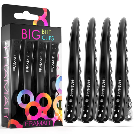 White Smoke Framar Black Hair Clips Metal - Professional Hair Clip For Styling, Hair Clips For Women Styling, Metal Clips For Hair, Extra Strong With No Slip - 4 Pack