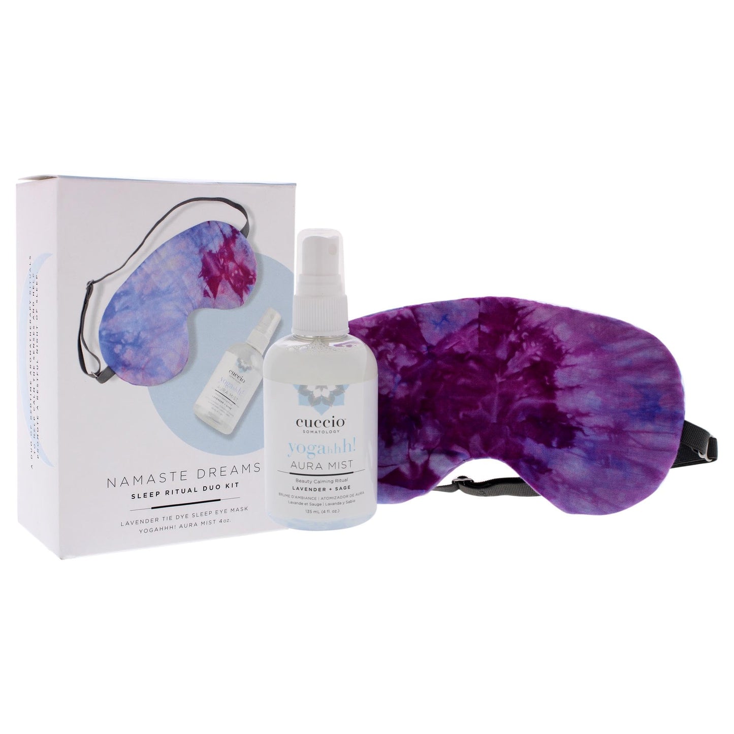 White Smoke Cuccio Somatology Namaste Dream Kit - Bedtime Aromatherapy Ritual - Relax and Calm Senses - For Restful Sleep, Wake Up Refreshed and Aware - with Lavender Infused Room Mist and Eye Mask - 2 Piece Kit