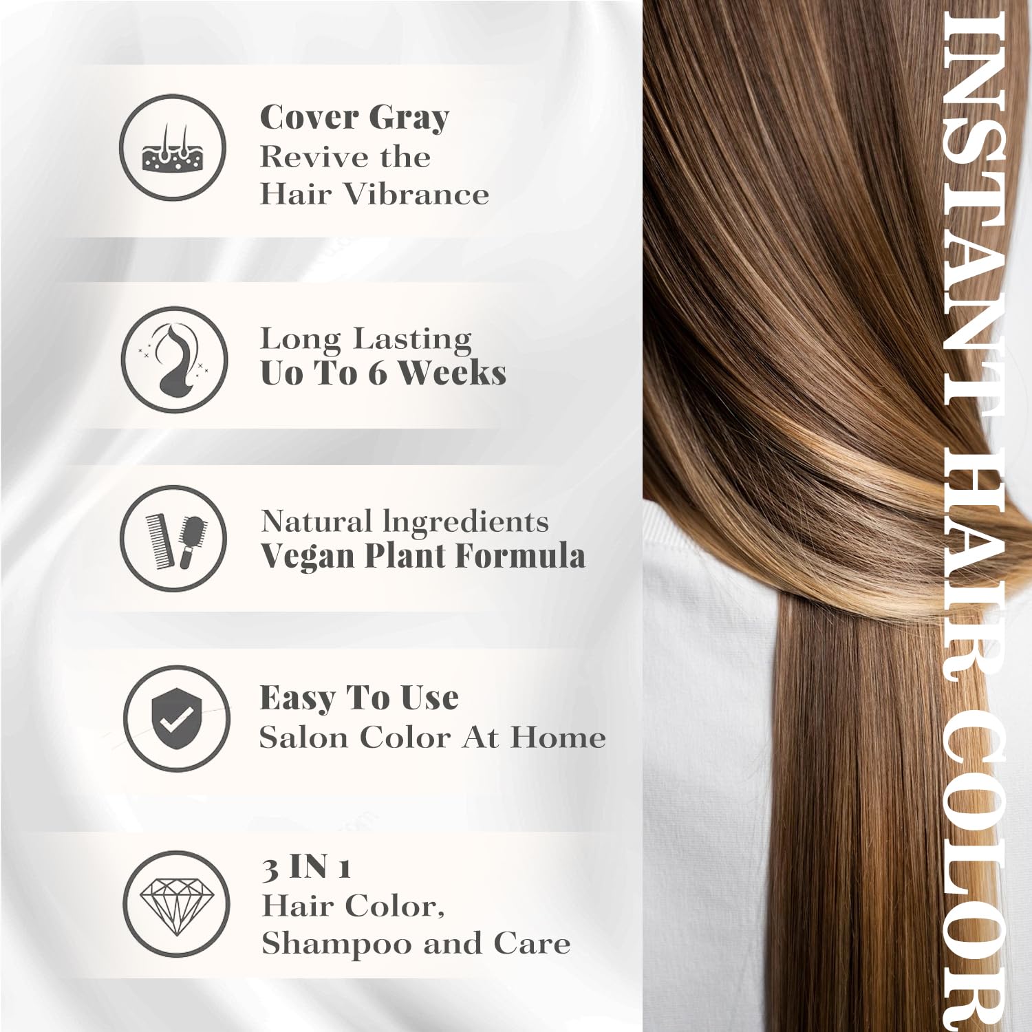 White Smoke Joyful Young Hair Dye Shampoo 3-in-1, Natural Blonde Semi-Permanent Gray Hair Coverage, Color Depositing Shampoo for Women & Men, Vegan, Ammonia-Free
