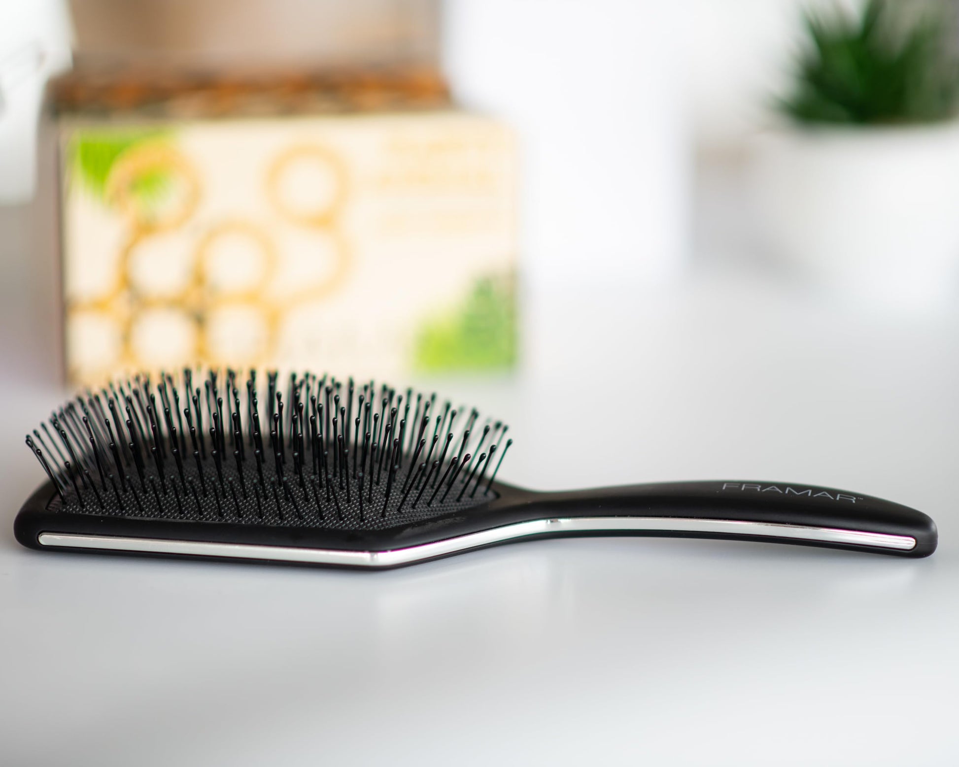 Light Gray FRAMAR Black Paddle Hair Brush For Women – Wet Paddle Brush Detangler For Thick Hair Brushes For Women, Hairbrush – Reduces Breakage