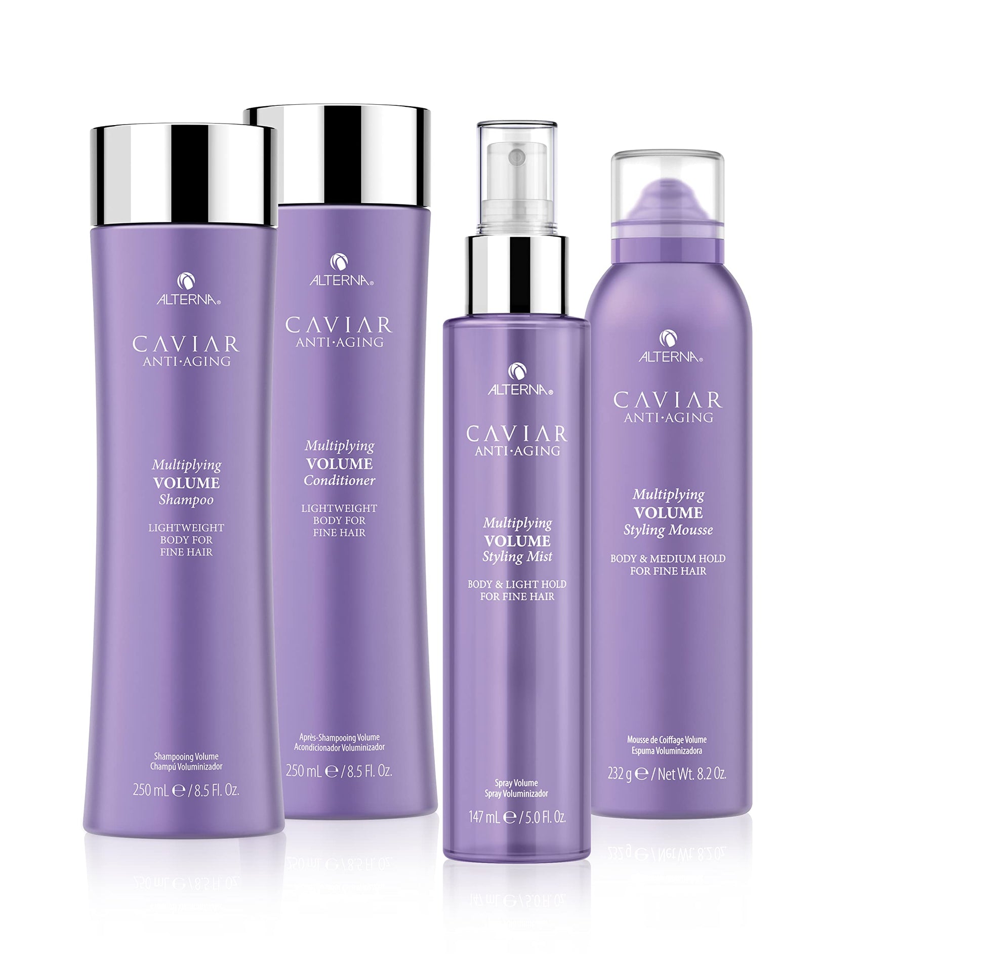Dark Gray Alterna Caviar Anti-Aging Multiplying Volume Shampoo and Conditioner Standard Set, 8.5oz each | For Fine, Thin Hair | Create Instant Volume and Thickness | Sulfate Free
