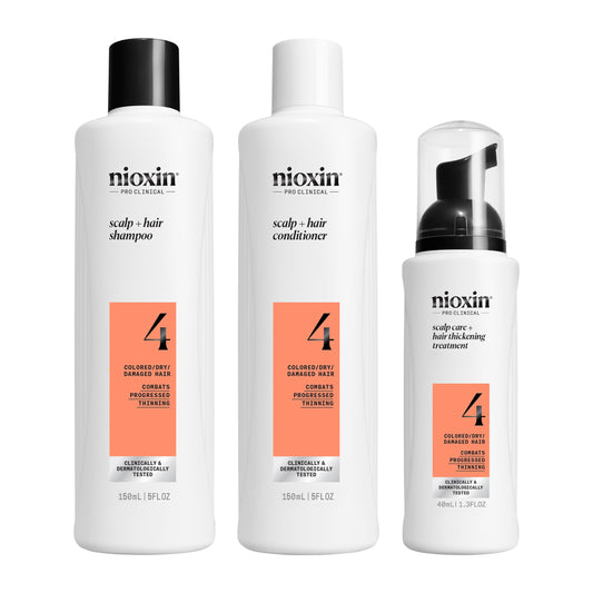 White Smoke Nioxin Scalp + Hair Thickening System 4 | For Colored or Damaged Hair with Progressed Thinning| With Niacinamide and Biotin | Trial Size | 1 Month Supply