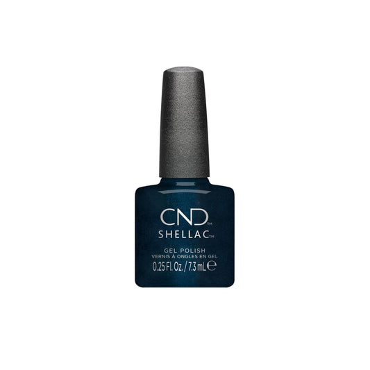 White Smoke CND Shellac Gel Nail Polish, Long-lasting Nail Paint Color with Curve-hugging Brush, 131 Midnight swim, 0.25 fl oz