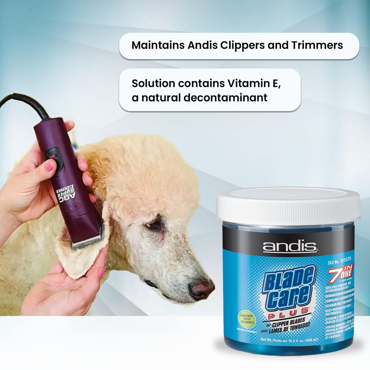 White Smoke Andis Blade Care Plus Jar