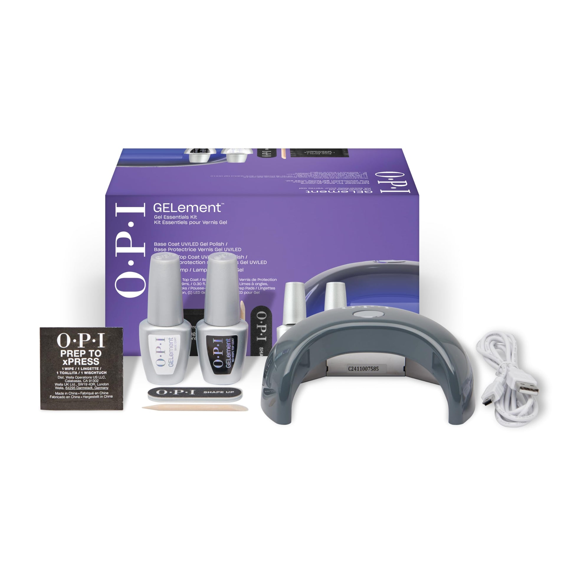 White Smoke OPI GELement Starter Essentials Kit | Includes Base Coat, Top Coat, LED Curing Lamp, & Prep Supplies | DIY Professional Salon Quality Gel Manicure Results