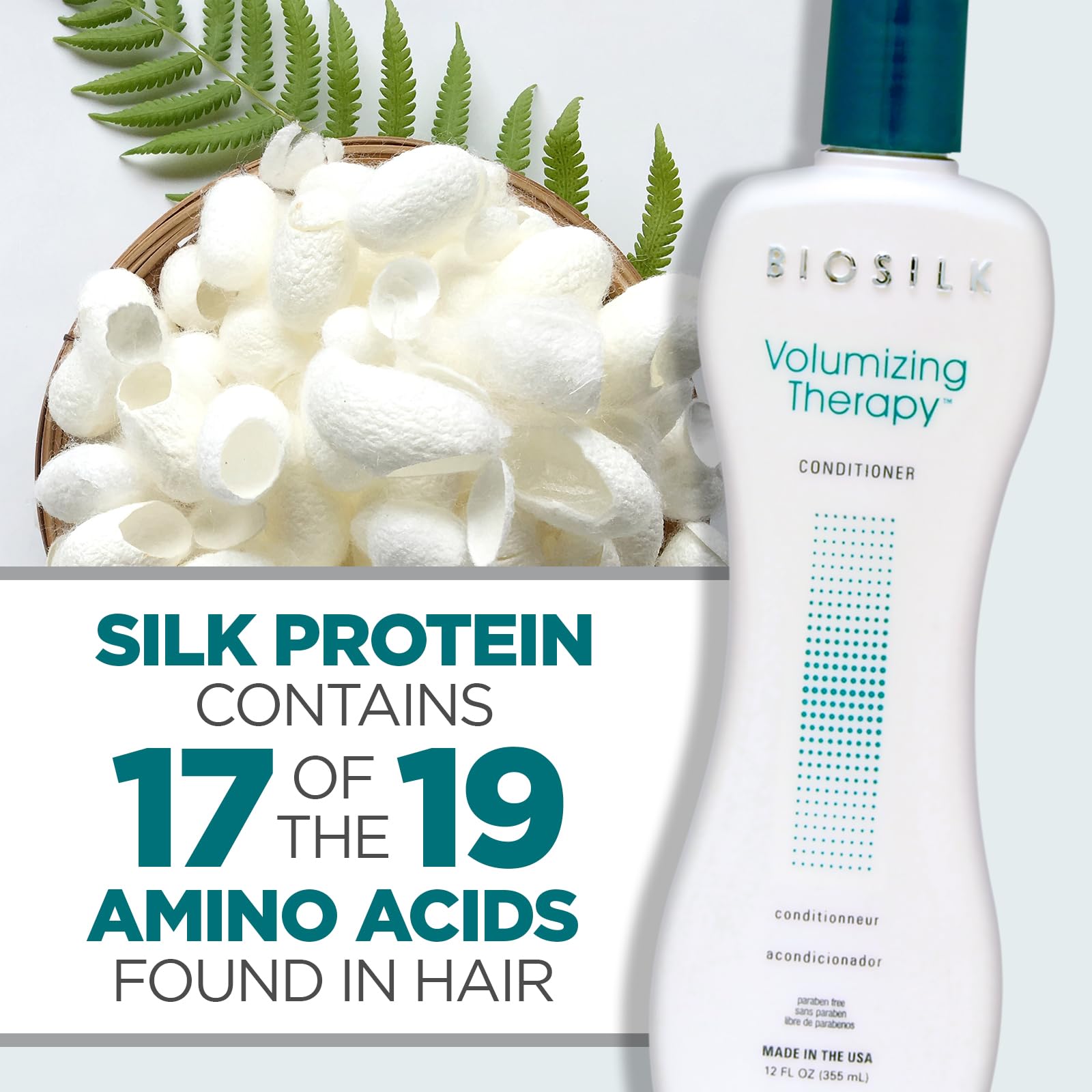 White Smoke BioSilk Volumizing Therapy Conditioner - Sulfate, Paraben and Gluten Free, 12 Oz