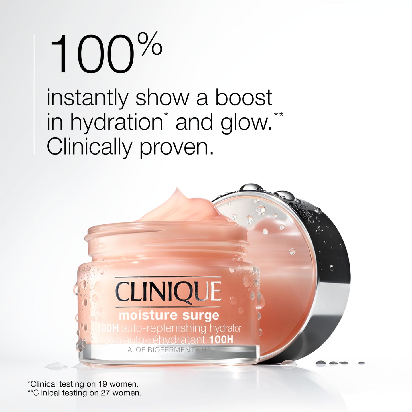 White Smoke Clinique Moisture Surge 100H Auto-Replenishing Hydrator Oil Free Face Moisturizer | With Hyaluronic Acid, Aloe Bioferment and Vitamins C + E | Hydrating + Moisturizing, Mini Travel Size, 0.5 Fl Oz