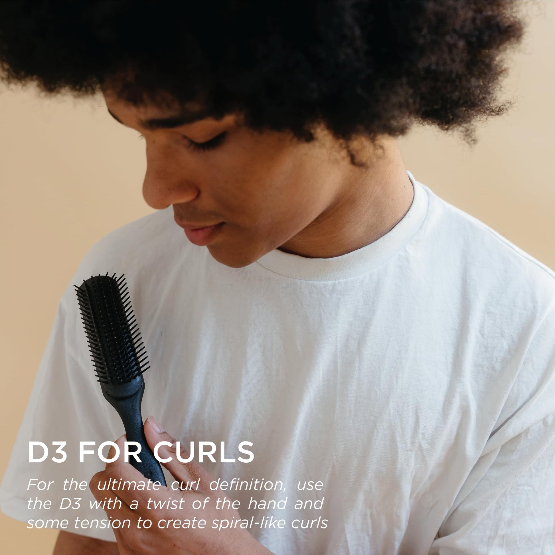 Black Jack Dean by Denman Curly Hair Brush D3 (All Black) 7 Row Styling Brush for Detangling, Separating, Shaping and Defining Curls - For Women and Men