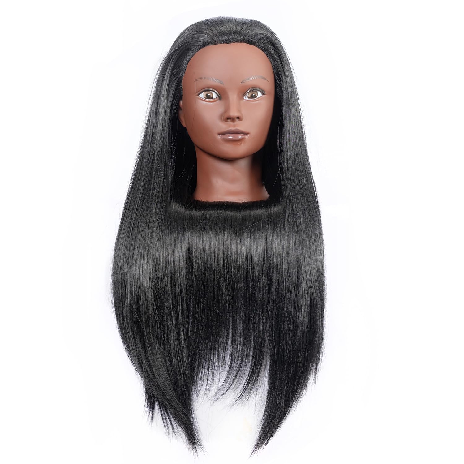 White Smoke Training Head 26"-28'' Mannequin Head Hair Styling Manikin Cosmetology Doll Head Synthetic Fiber Hair Hairdressing Training Model Free Clamp Exquisite Gifts (black)