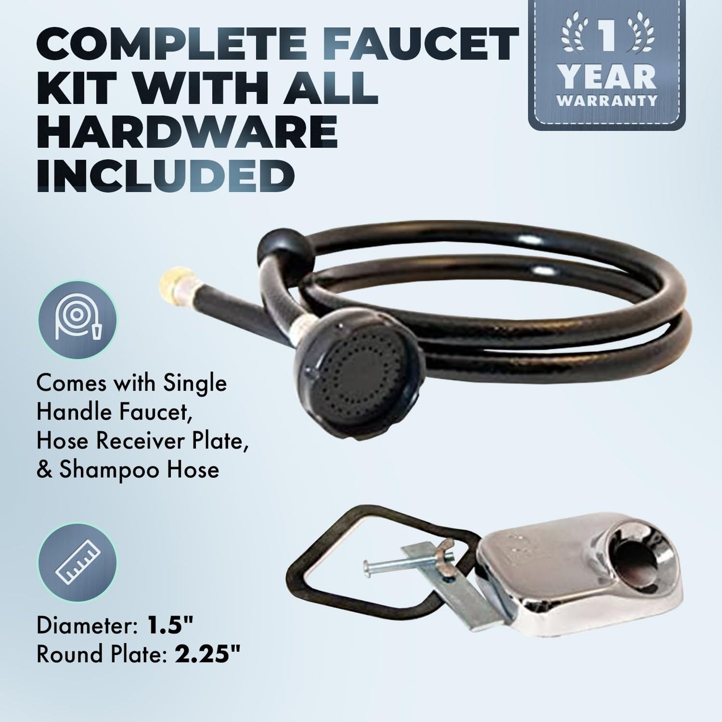 Lavender Pibbs 562 Salon Shampoo Bowl Faucet Kit - Single-Handle Mixing Faucet with Hose Receiver Plate, Shampoo Hose & Hardware - Copper Water Lines, Delta Ball Handle - Fits Standard Wall-Hung Bowls, PIB-562