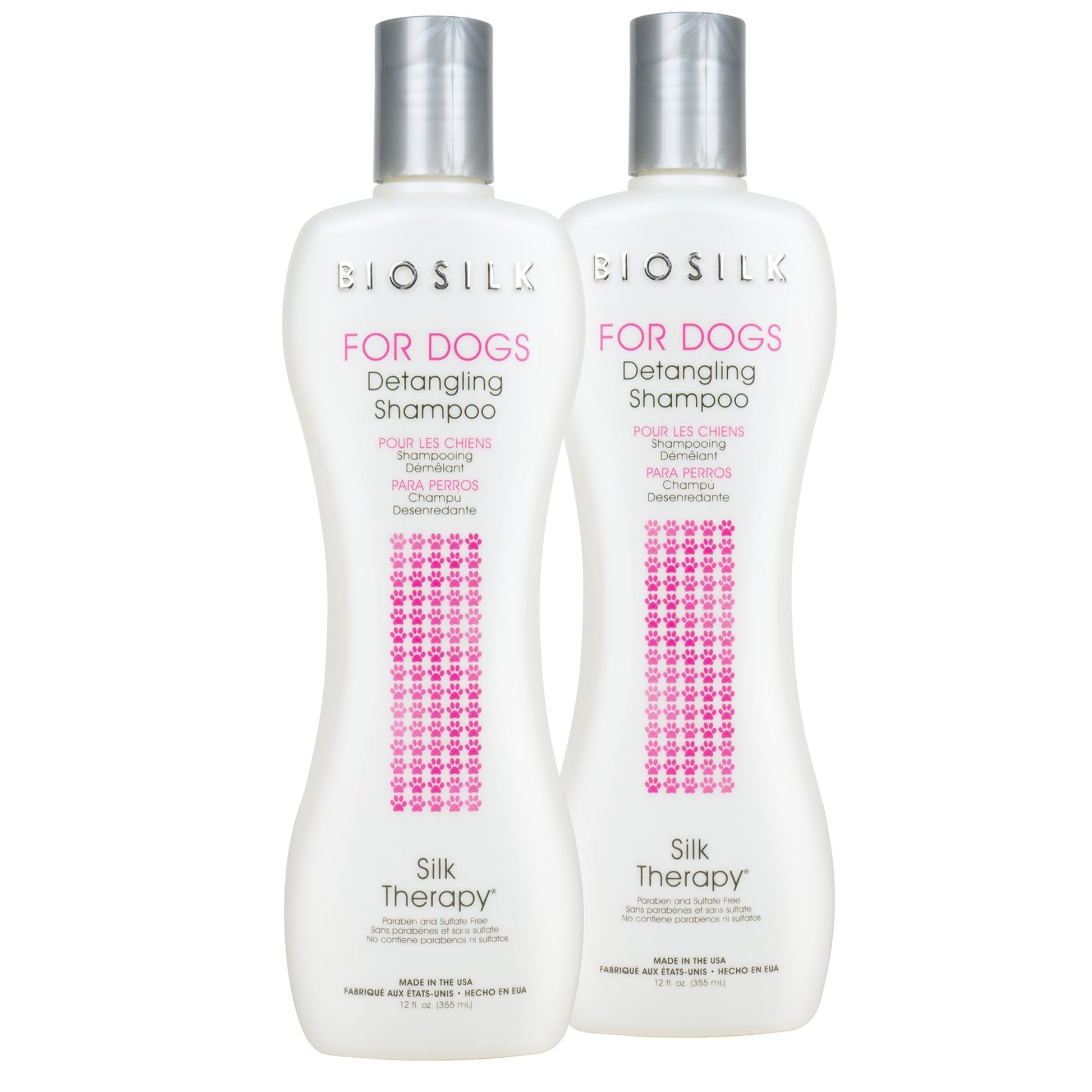 White Smoke BioSilk for Dogs Silk Therapy Detangling Shampoo, Cleans and Moisturizes, Dematting Shampoo with Silk Proteins and Coconut Oil, No Parabens, pH Balanced, Made in USA, 12 Fl Oz - 2 Pack