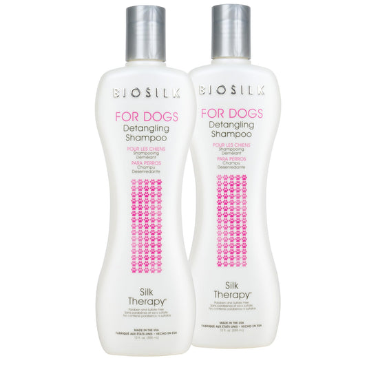 White Smoke BioSilk for Dogs Silk Therapy Detangling Shampoo, Cleans and Moisturizes, Dematting Shampoo with Silk Proteins and Coconut Oil, No Parabens, pH Balanced, Made in USA, 12 Fl Oz - 2 Pack
