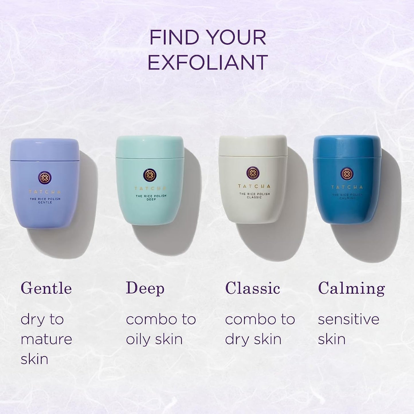 Lavender Tatcha The Rice Polish Classic | Daily Non-Abrasive Exfoliator for Combo to Dry Skin | 60 gr / 2.1 oz