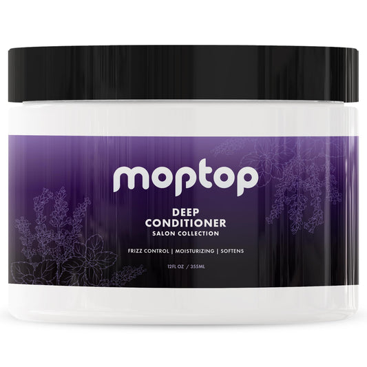 Black MopTop Salon Deep Conditioner – Conditioning Hair Mask for Intense Hydration for Dry Damaged Hair & Frizzy Curls, Sulfate Free & Paraben Free Hair Care for All Hair Types (Lavender Mint, 12oz)