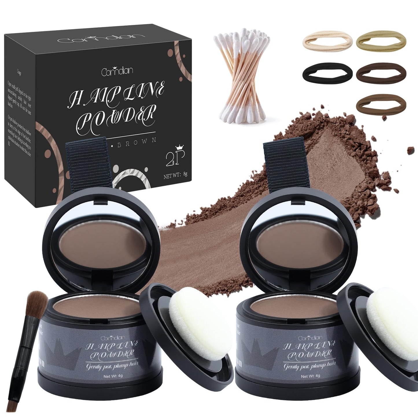 White Smoke 2 Pack Hairline Powder for Women and Men, Used to Root Touch Up Hair Color, Thinning and Gray Hair Coverage and Bald Spots Coverage, Medium Brown