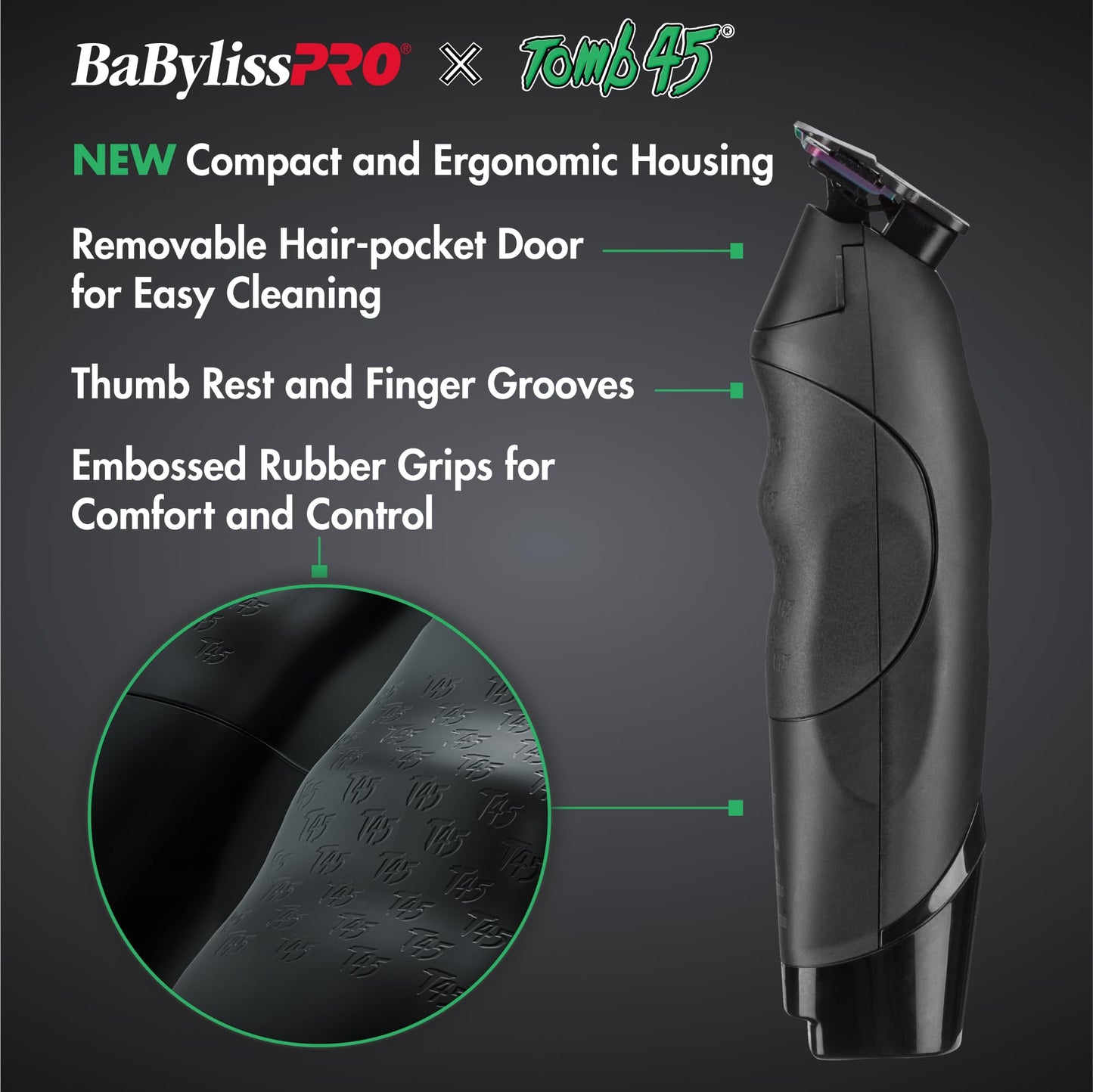 Dark Slate Gray BaBylissPRO x Tomb45 Wireless-Charging Clipper and Trimmer Prepack