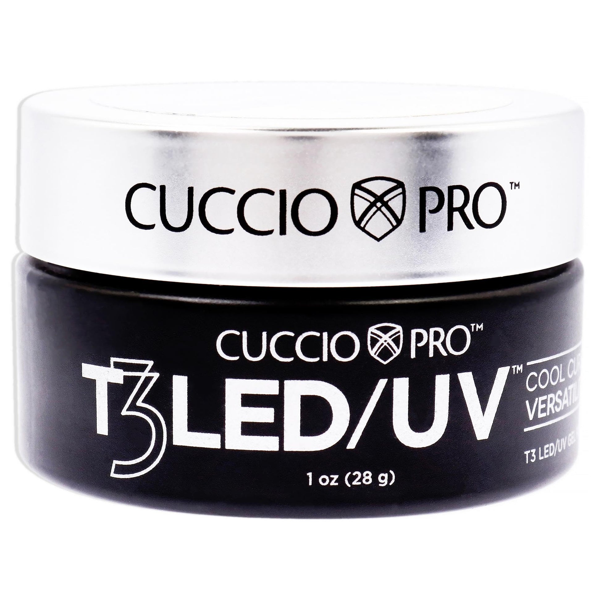 White Smoke Cuccio Pro T3 LED/UV Cool Cure Versatility Gel - Self-Levelling - Incredibly Flexible - Strong Adhesion - High Shine Finish - Fast Application - Quick Cure - Smurf Glitter - 1 Oz Nail Gel