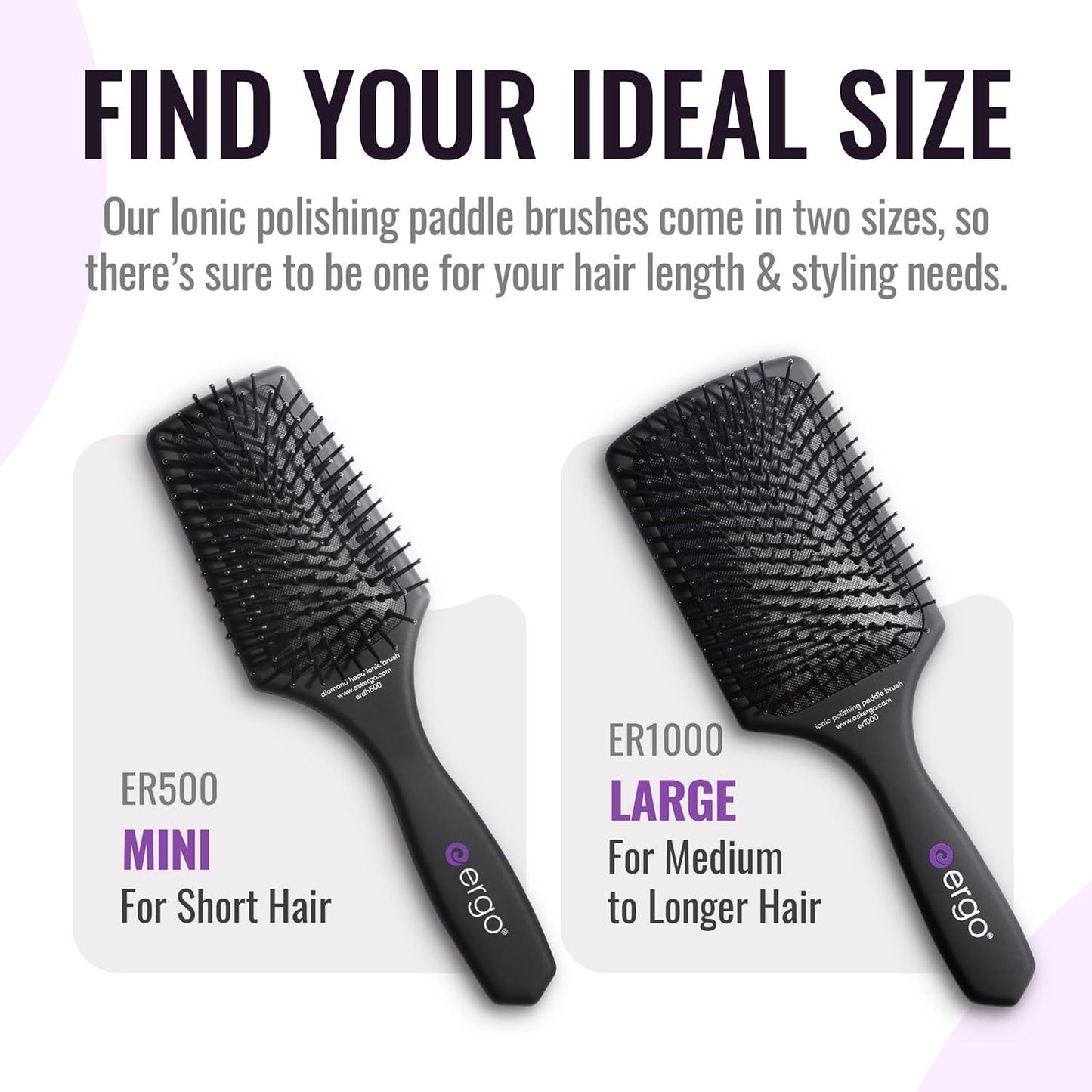 White Smoke ERGO Ionic Paddle Hair Brush – Large Polishing Brush for Long-Lasting Shine, Detangling Brush for Wet & Dry Hair Care, Hair Styling Tool for Blow Drying (ER1000)