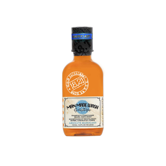 White Smoke 18.21 Man Made Original Absolute Mahogany 3-in-1 Body Wash, Shampoo, & Conditioner for Men, All Hair & Skin Types, Strengthens and Moisturizes in a Manly Aroma, 3.4oz