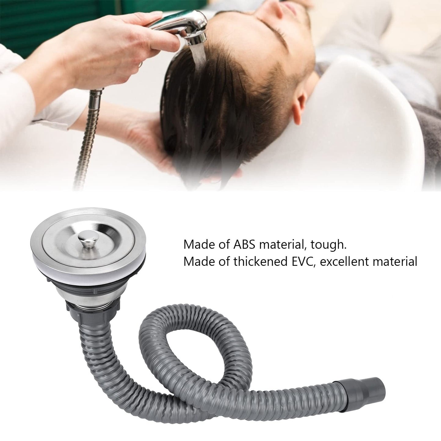 White Smoke Drain Plug Stainless Steel Sink Plug, Hair Salon Shampoo Basin Drain Plug, Sink Plug with Hair Catcher Accessories for Shampoo Bed