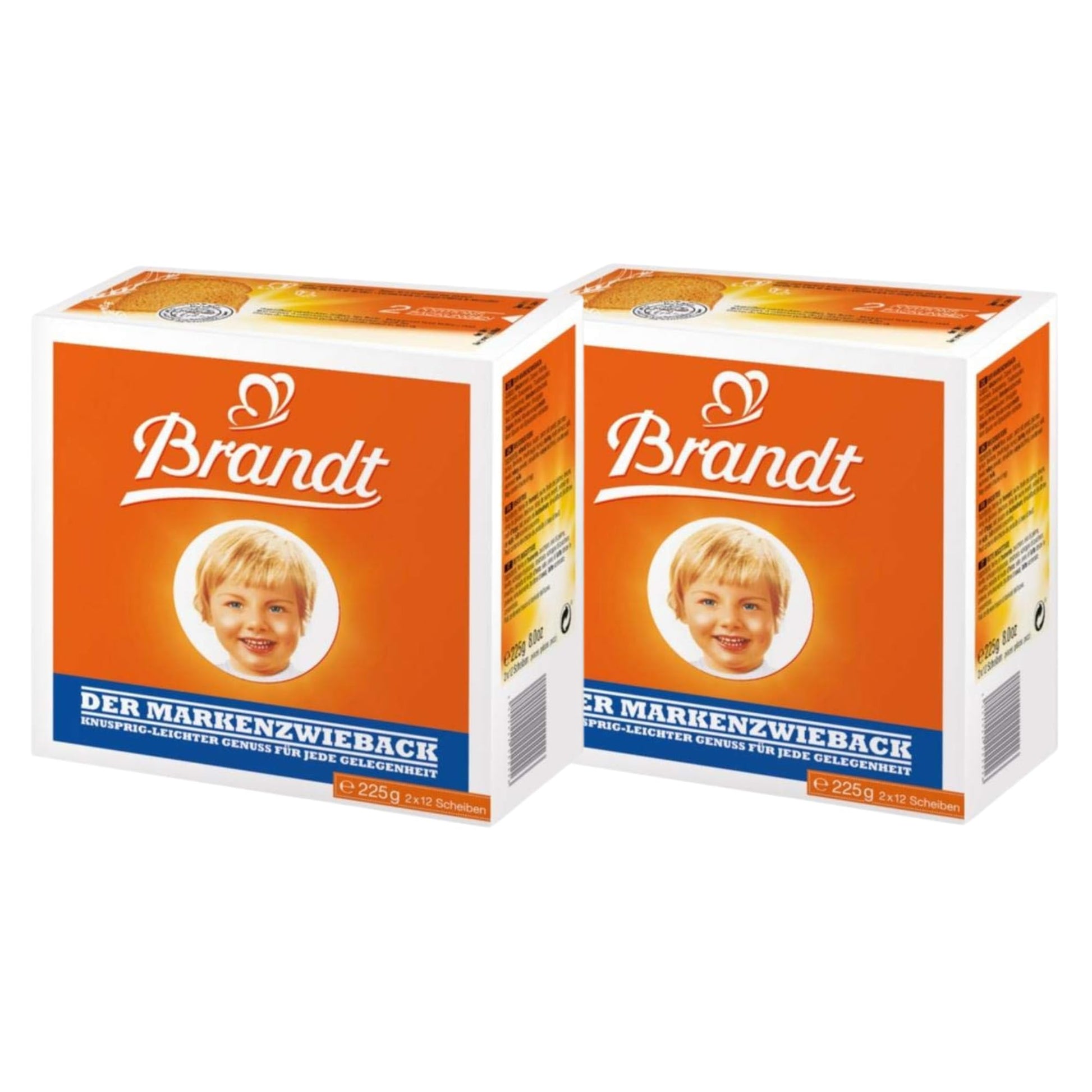 White Smoke Brandt Zwieback Rusk | Sweetened Crispy Bread | Perfect for Teething Children | Enjoy With Sweet or Savory toppings | 8 oz each [Pack of 2]