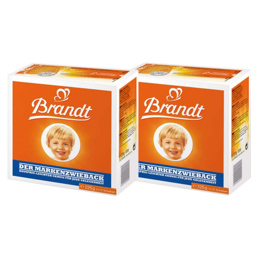 White Smoke Brandt Zwieback Rusk | Sweetened Crispy Bread | Perfect for Teething Children | Enjoy With Sweet or Savory toppings | 8 oz each [Pack of 2]