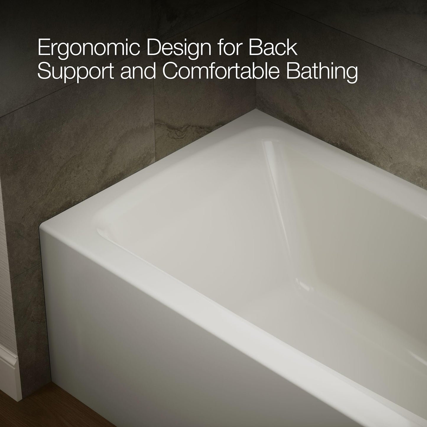 Dark Slate Gray Kohler K-26071-RA Irvine 60" x 32" Alcove Bath with Right Hand Drain - White