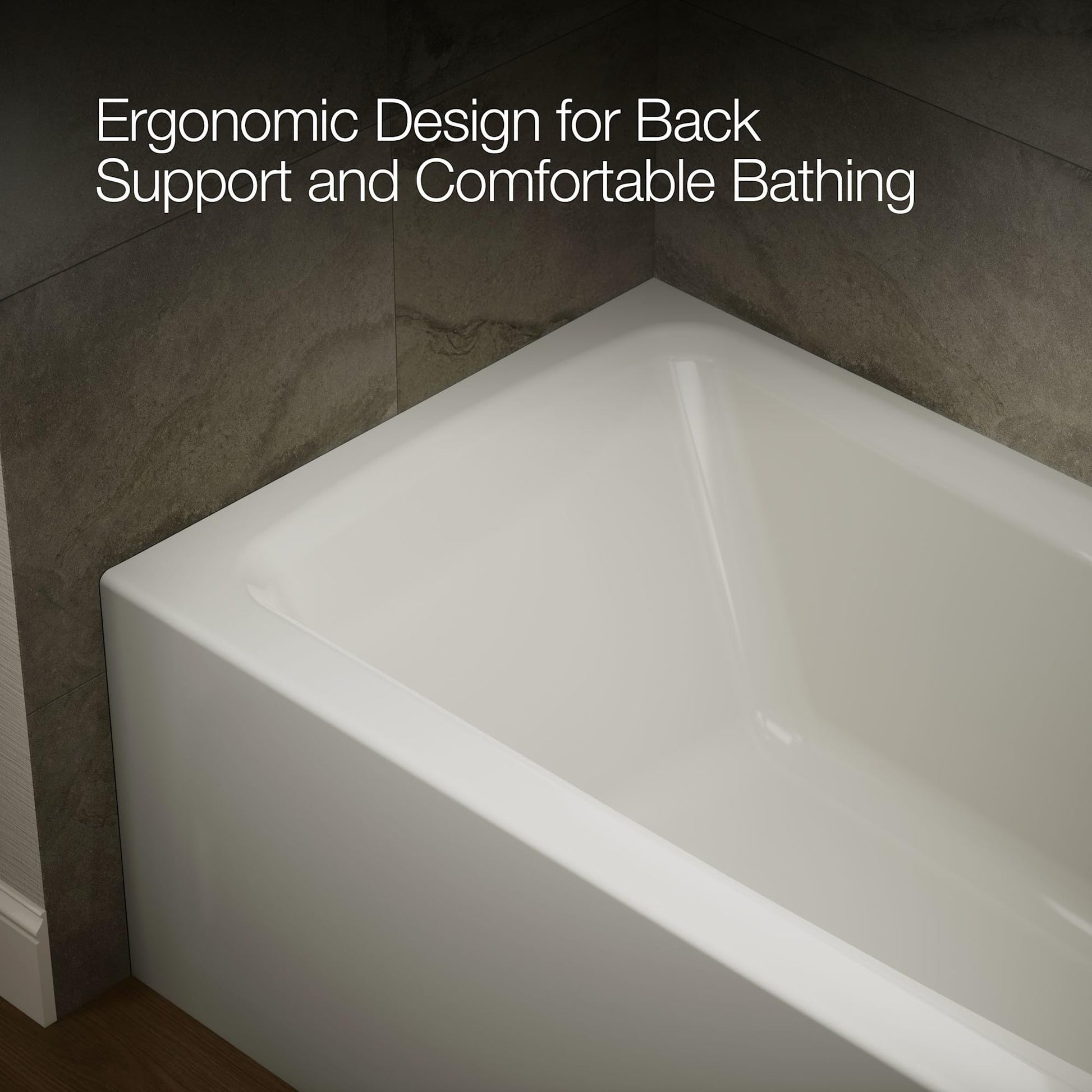 Dark Slate Gray Kohler K-26071-RA Irvine 60" x 32" Alcove Bath with Right Hand Drain - White