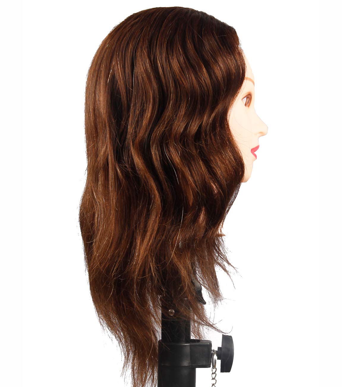 White Smoke Mannequin Head with 100% Human Hair Hairdresser Training Head Manikin Cosmetology Doll Head Salon Training Practice Head with Blonde Human Hair Styling Dye Cutting with Clamp Stand.
