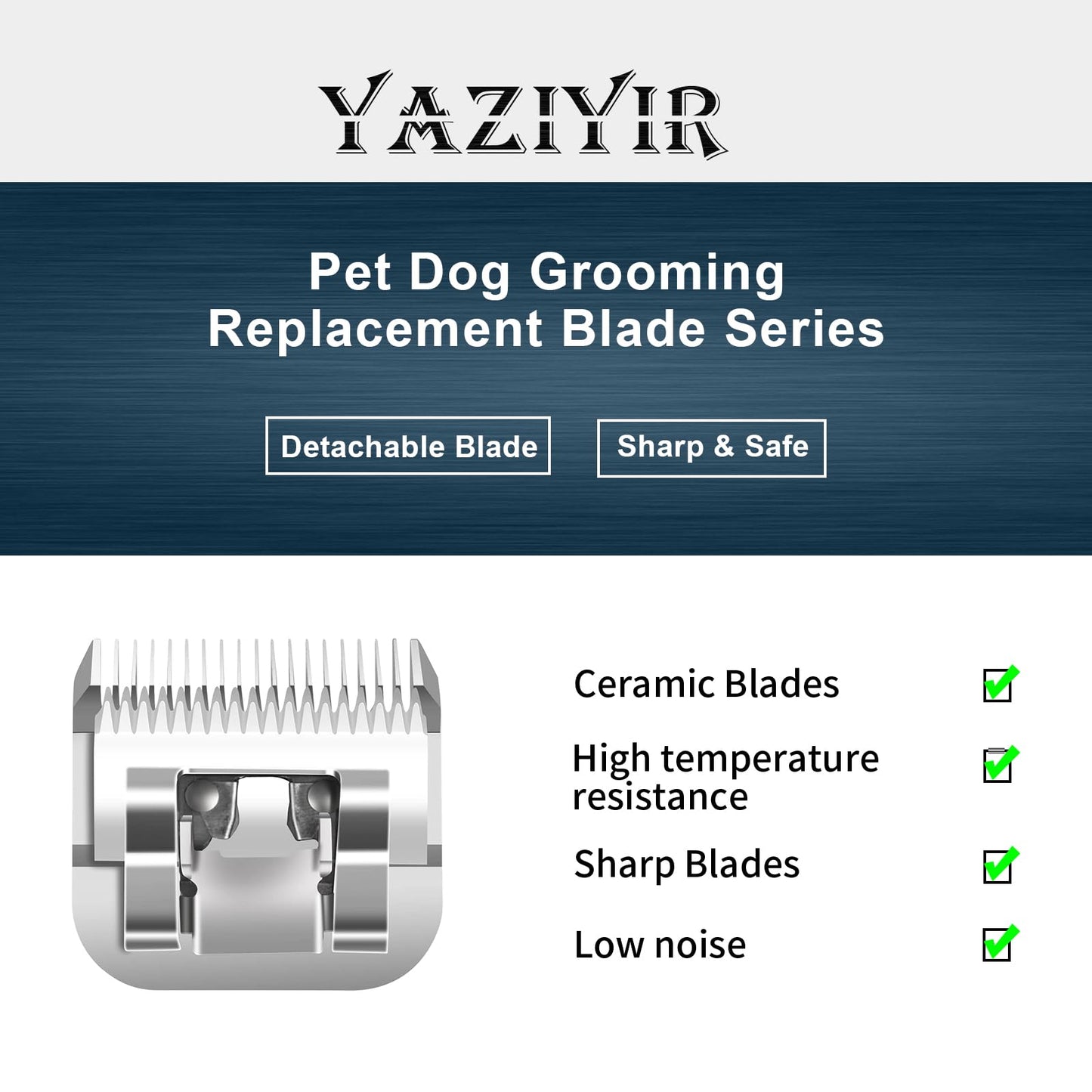 White Smoke YAZIYIR 10+7FC+5FC+4FC Pet Dog Grooming Detachable Ceramic Blades Kit,Compatible with Andis,Oster A5,Wahl KM10 Clippers,Cut Length 1/16"(1.5mm) to 3/8" (9.5mm),Small 4-piece Set