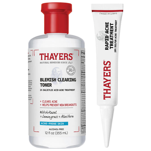 White Smoke Control the Zit-uation: Thayers Blemish Clearing 2% Salicylic Acid Toner + Rapid 10% Sulfur Acne Treatment, Soothing and Non-Stripping Skin Care