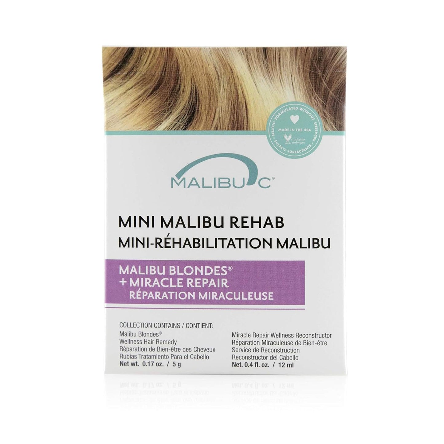 Lavender Malibu C Mini Rehab Malibu Blondes - Contains 2 Hair Remedy Packets - Vitamin Complex Hair Remedy to Restore Hair Vibrancy - Hair Care for Natural & Processed Blondes