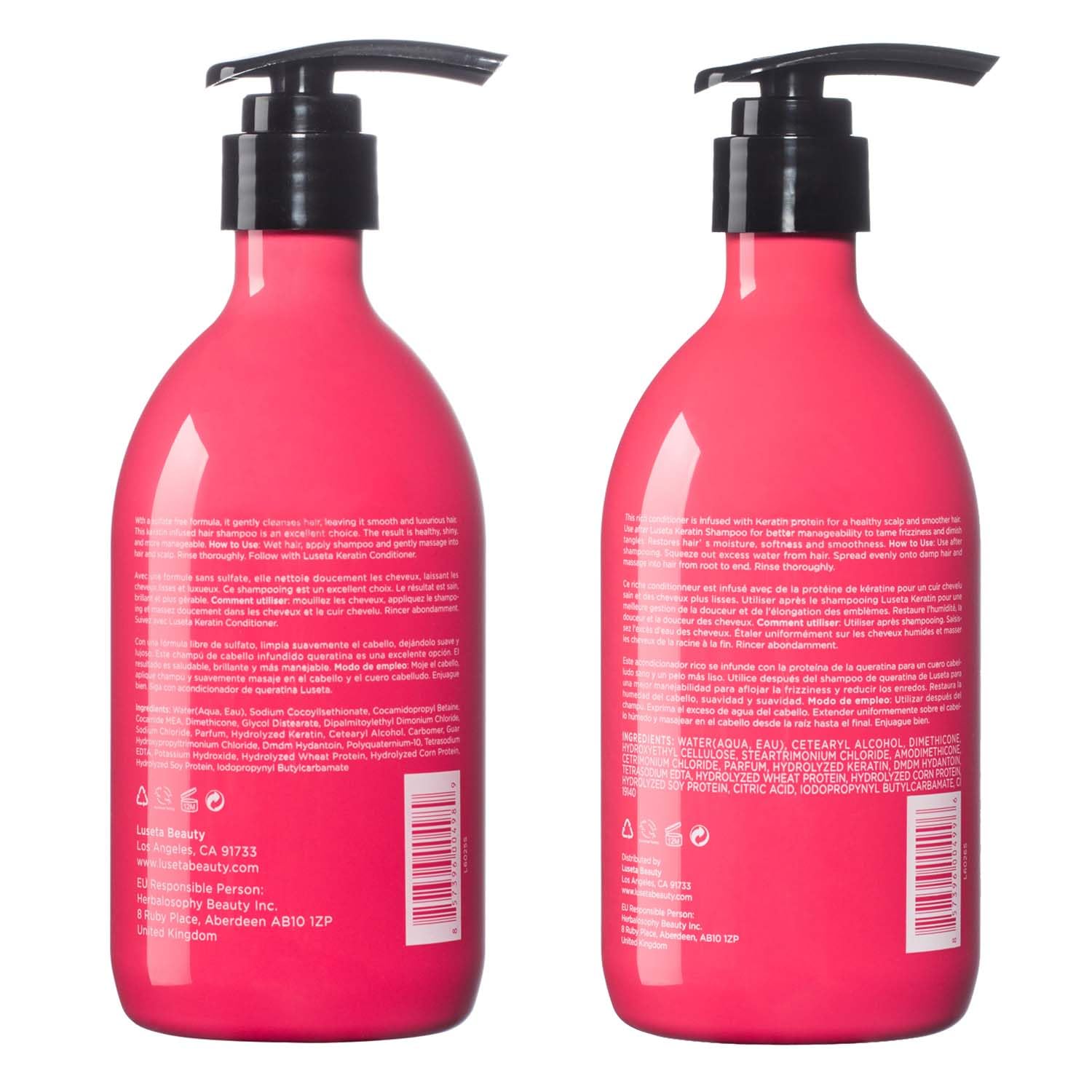 White Smoke Luseta Keratin Shampoo and Conditioner for Color Treated Damaged & Dry Hair, Keratin Hair Treatment for Smoothing, Nourishing & Strengthening, Color Safe, Free of Sulfates and Gluten 2 X 16.9Oz