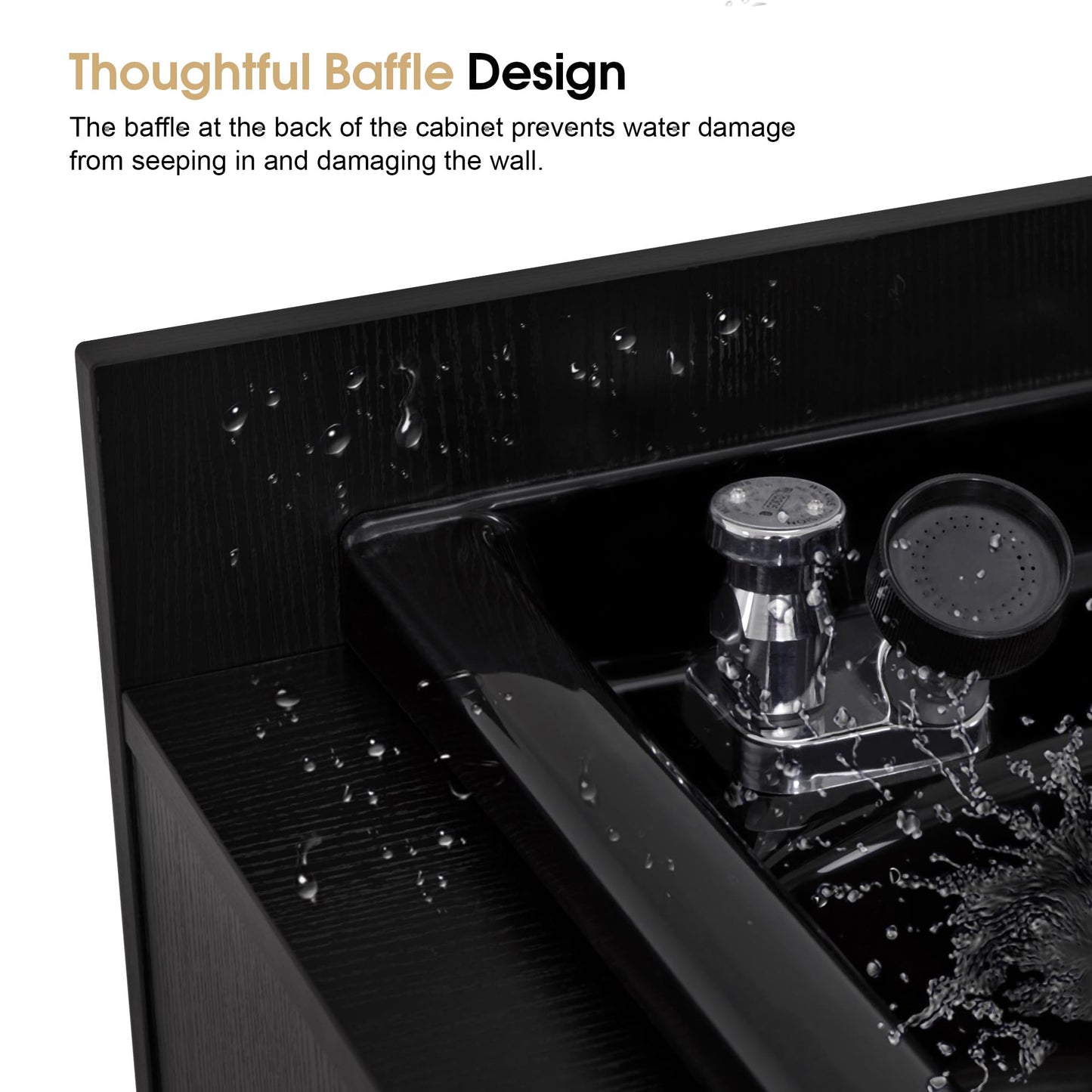 Black BarberPub Barber Storage Shampoo Station, Spa Textured Embossed Cabinet with Shampoo bowl & Drawers, Hair Salon Sink Backwash Equipment 7131 (Black)