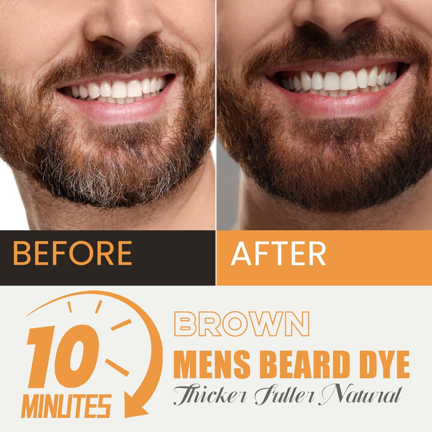 Seashell Men's Beard Dye, Brown Beard Dye Shampoo for Gray Hair Coverage, Root Touch Up, 3 in 1 Simpler Hair Color for Men, Long Lasting Hair Dye Shampoo for Beard & Mustache, 200 ml