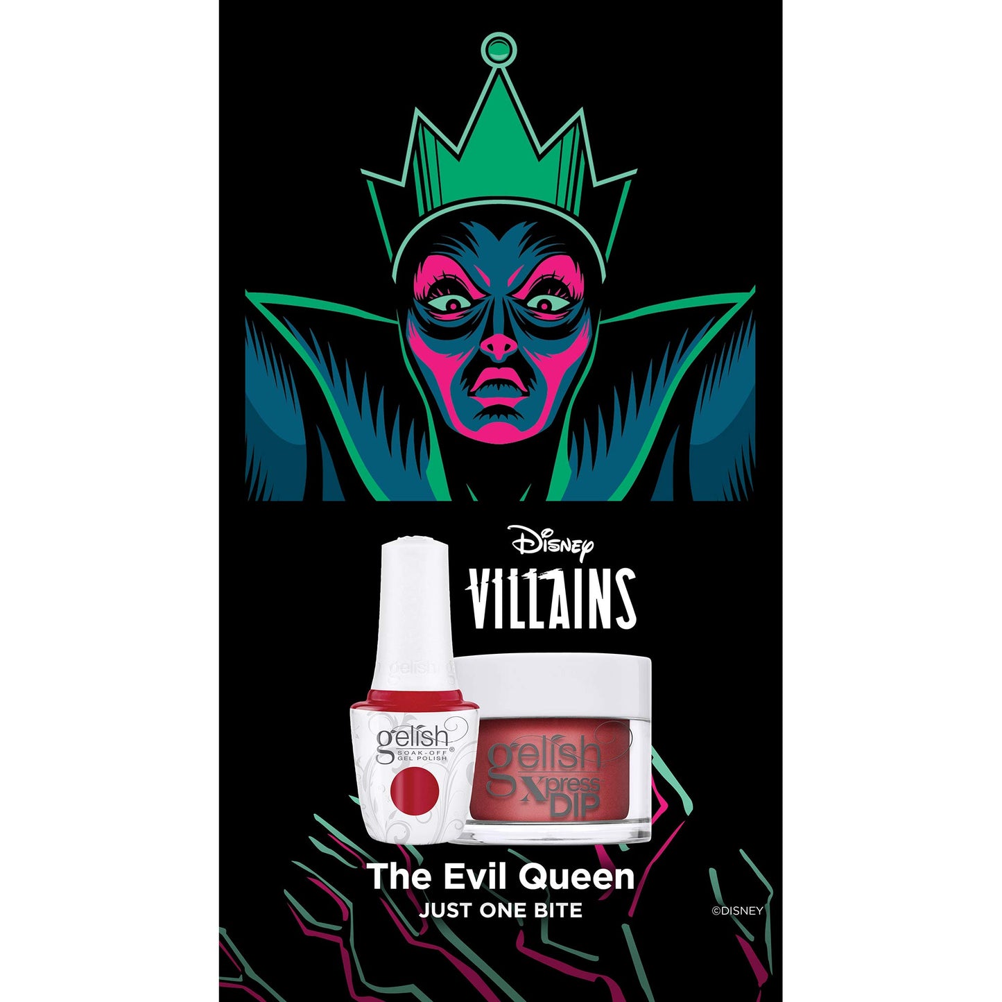 Black Gelish Xpress Dip "Just One Bite" Disney Villains Collection, 1.5 oz. - Candy Apple Red Shimmer