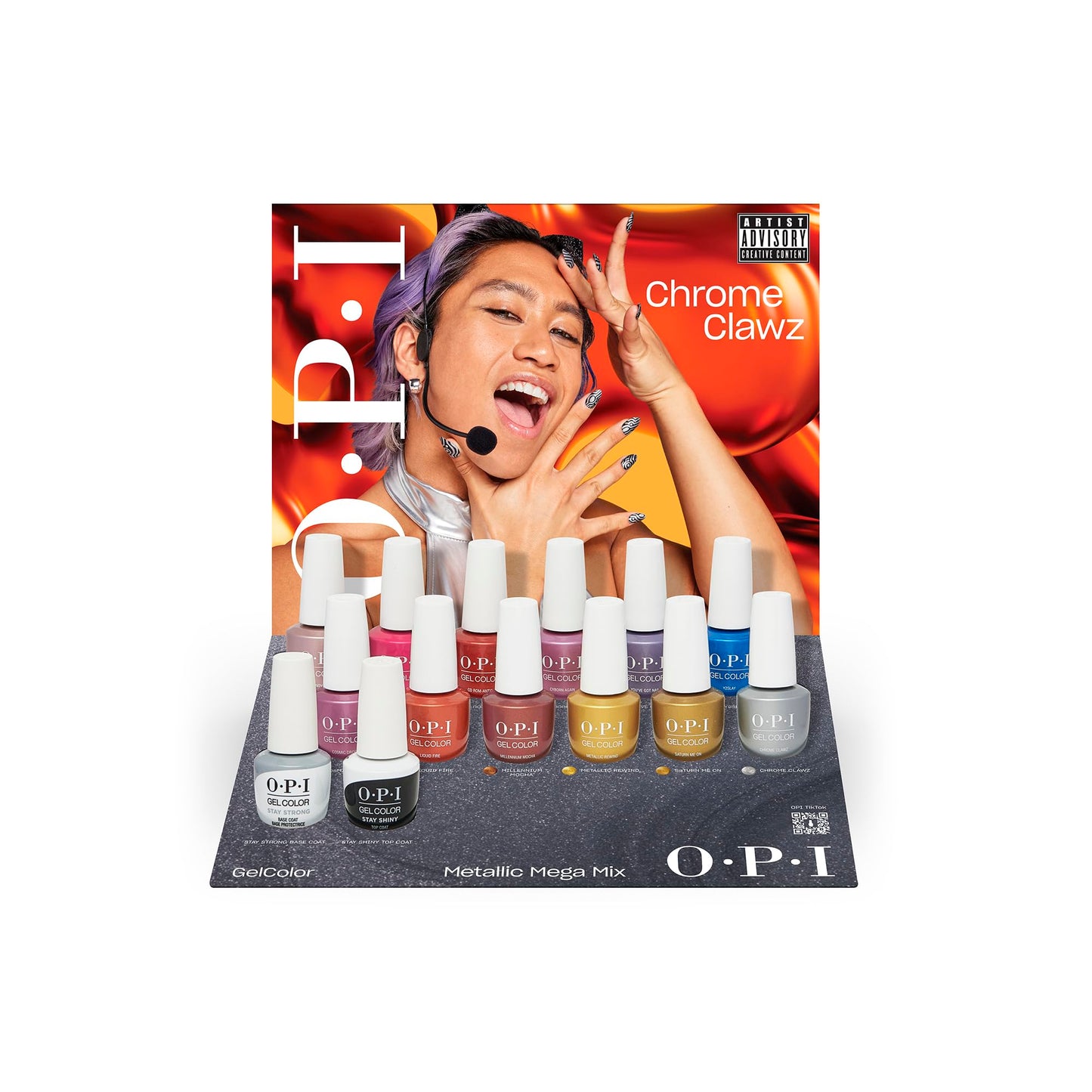 White Smoke OPI GelColor 6PC Add-on Kit #2 | Opaque Bright Multi-Color Metallic Gel Nail Polish Gift Set | Metallic Mega Mix Collection