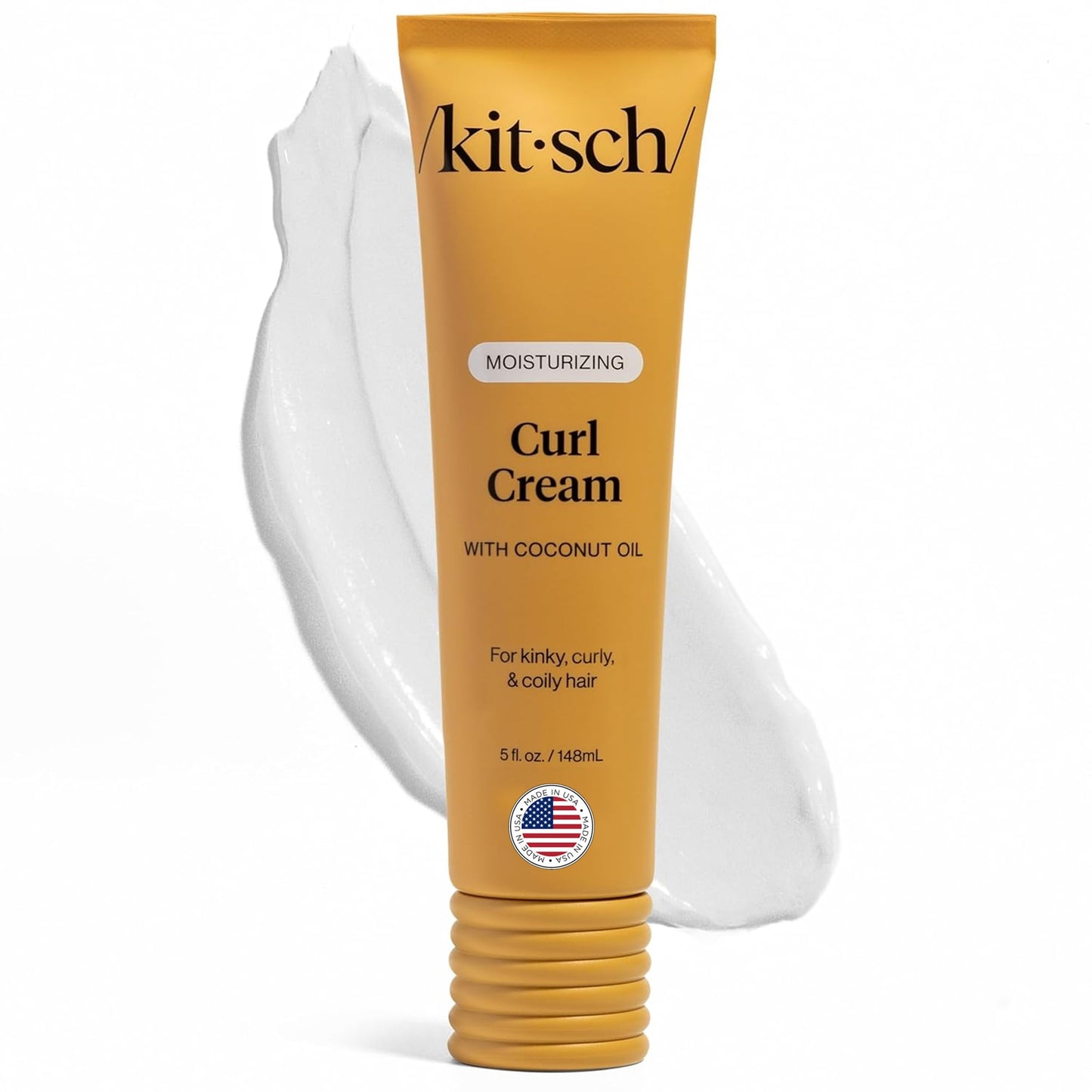 White Smoke Kitsch Moisturizing Curl Cream for Curly Hair – Lightweight Curly Hair Products for Men & Women | Defines Curls, Controls Frizz & Boosts Shine | Hydrating Curling Cream - Ideal Gifts for Women