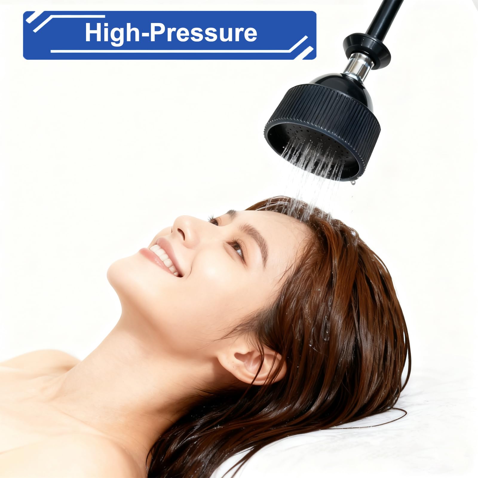 White Smoke 2 Pcs Shampoo Bowl Sprayer Head with Black Rubber Hose Kit 1/4" Thread for Salon Sink Barber Shop Spa Basin & Most Commercial Shampoo Systems