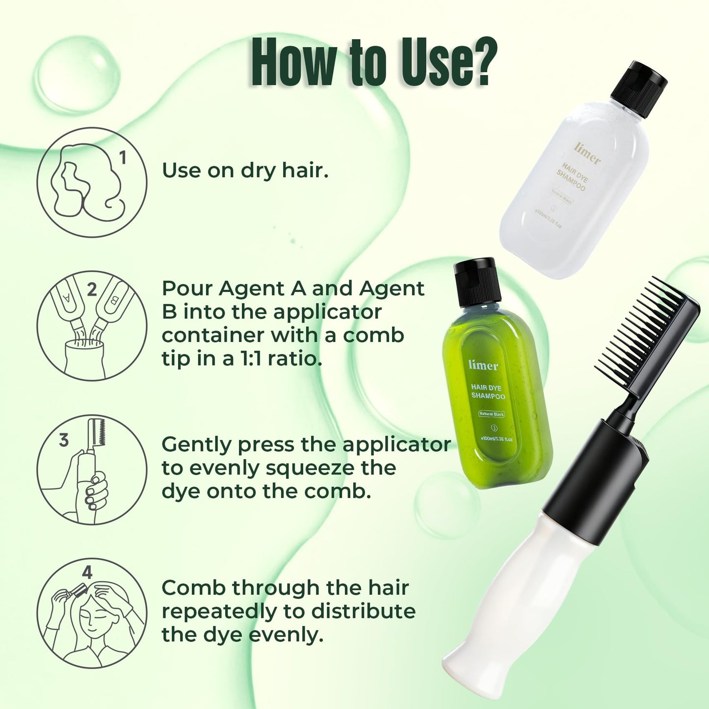 Seashell Hair Dye Shampoo PPD-Free for Sensitive Scalp, Comb-In Root Touch-Up Light Brown 6 in 1 Herbal Gentle Formula Gray Coverage for Men Women, Ammonia-Free, Semi-Permanent (6.76fl oz/200ml)