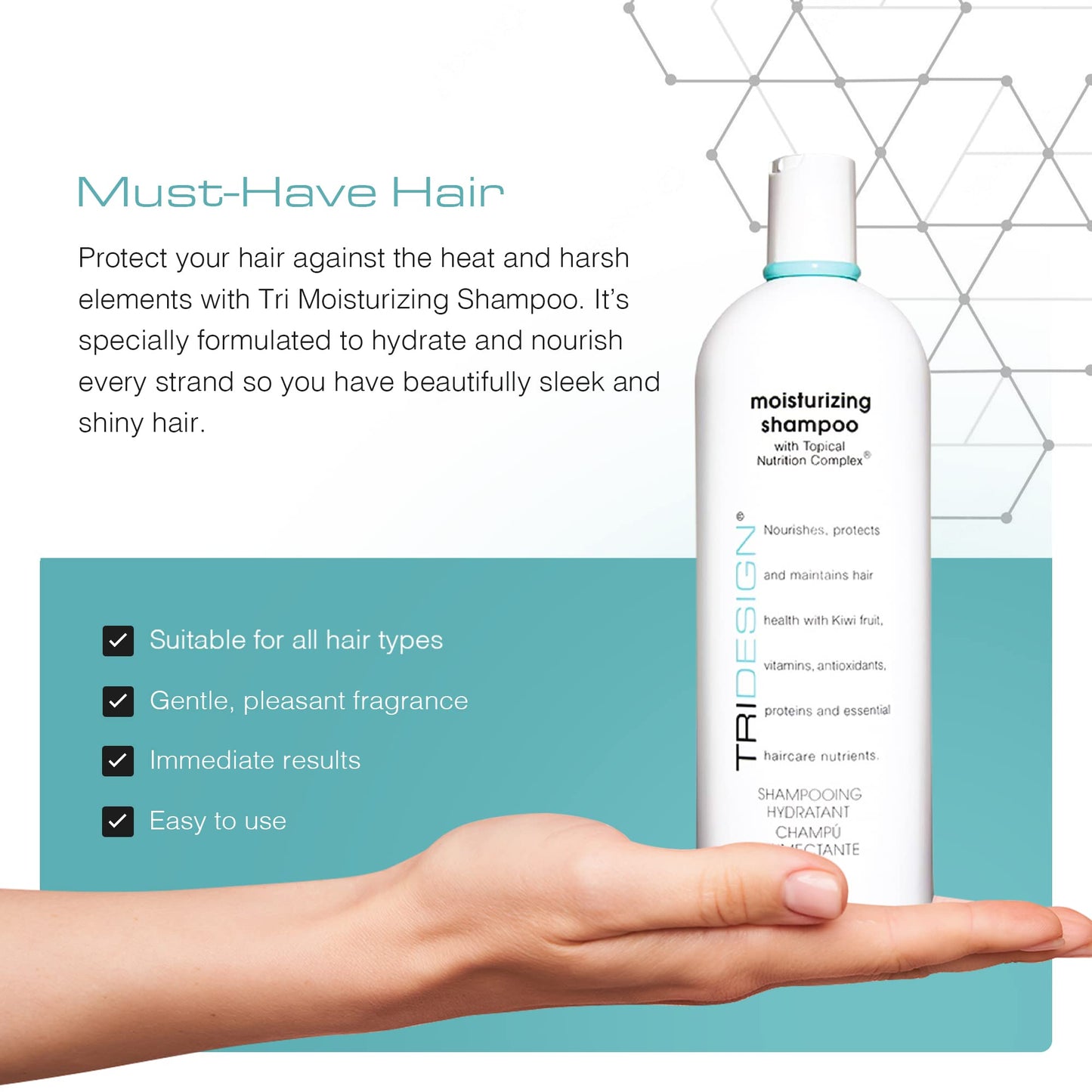 White Smoke TRIDESIGN Moisturizing Shampoo – Hydrating Shampoo for Dry Hair, Nourishing Moisturizer for Women and Men for Home or Salon Use, Moisturizing or Dry Scalp, 34 Oz