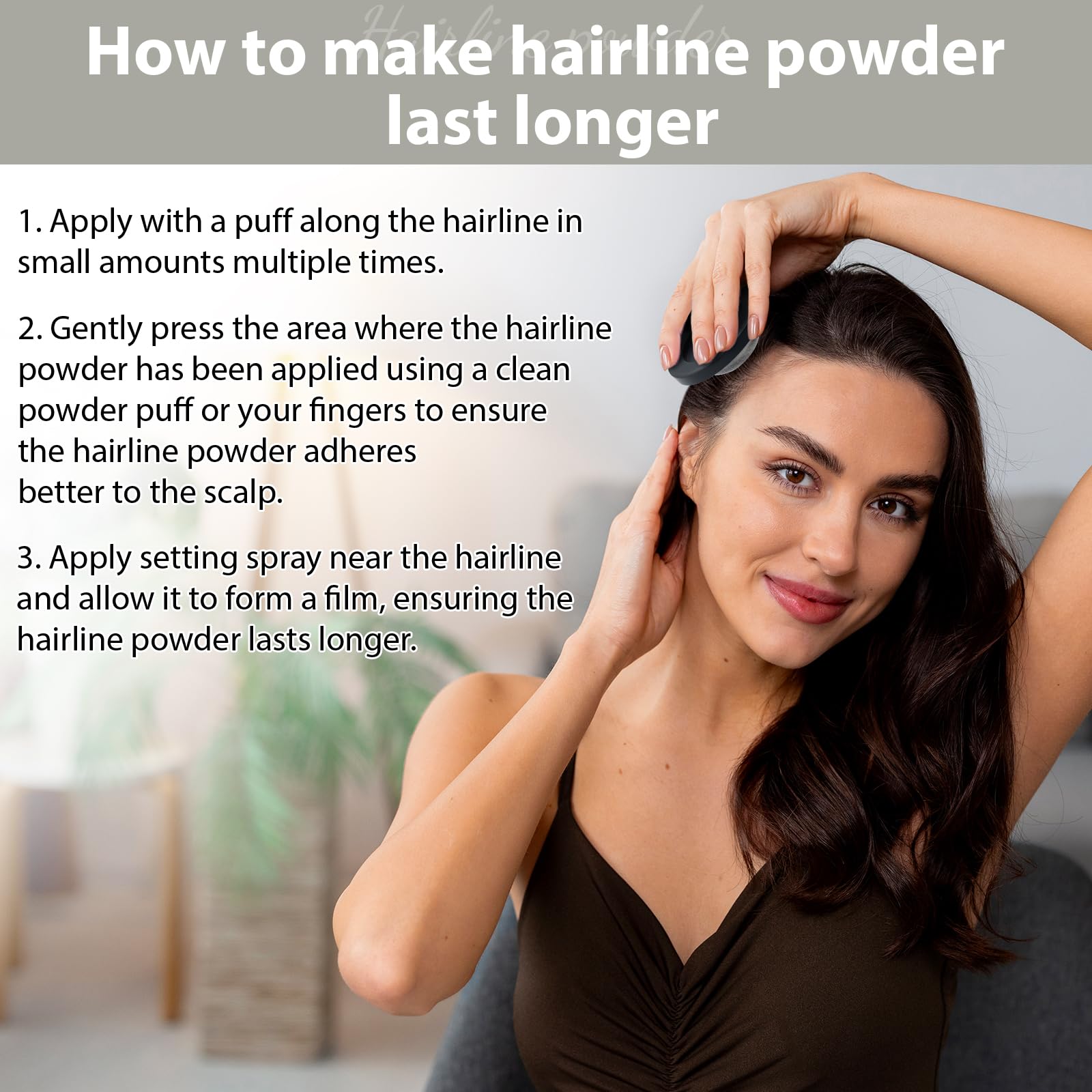 Black 2 Pack Hairline Powder for Women and Men, Used to Root Touch Up Hair Color, Thinning and Gray Hair Coverage and Bald Spots Coverage, Dark Brown