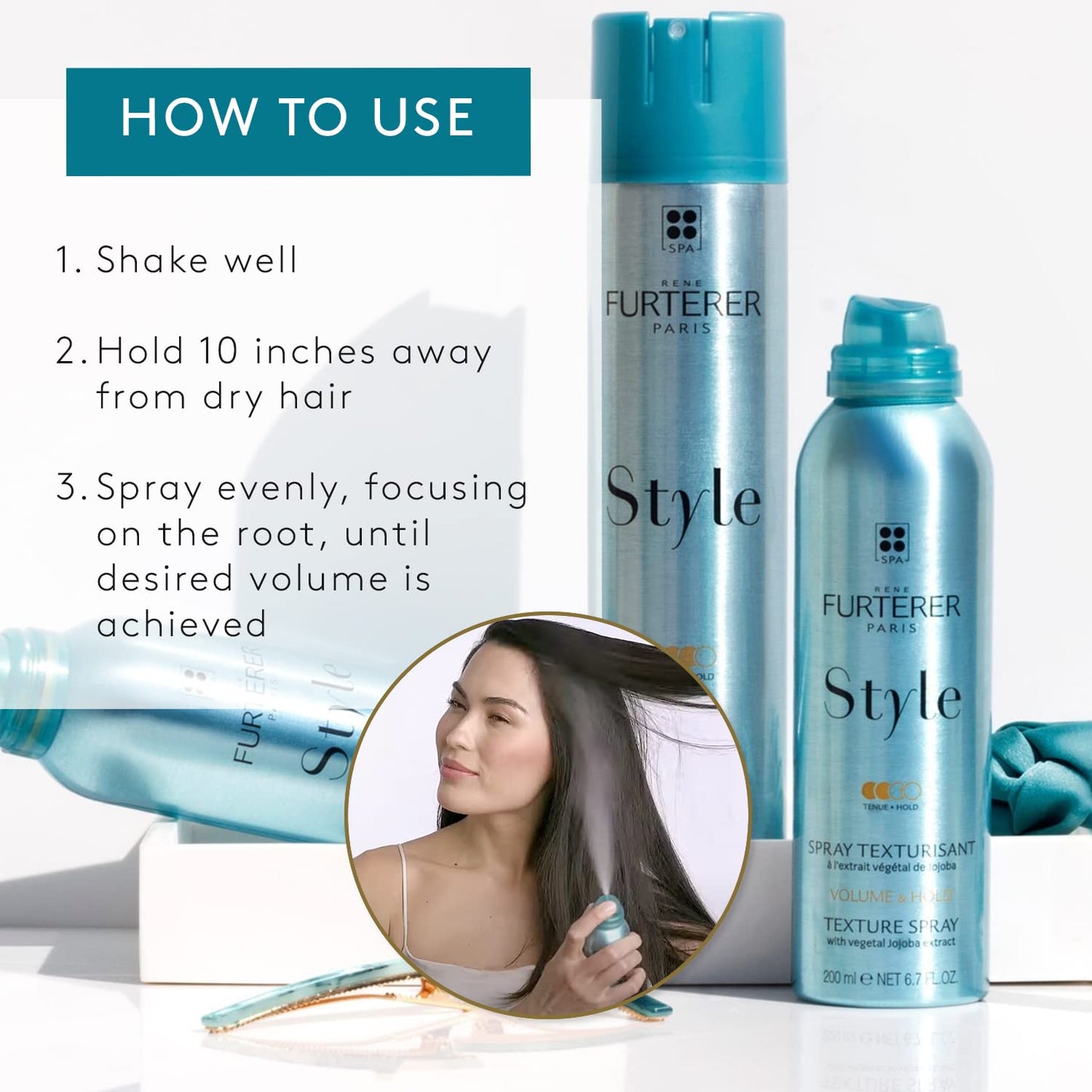 White Smoke René Furterer STYLE Texture Spray - Adds Volume & Hold - With Moisturizing Jojoba Extract - For All Hair Types - Vegan & Silicone-Free