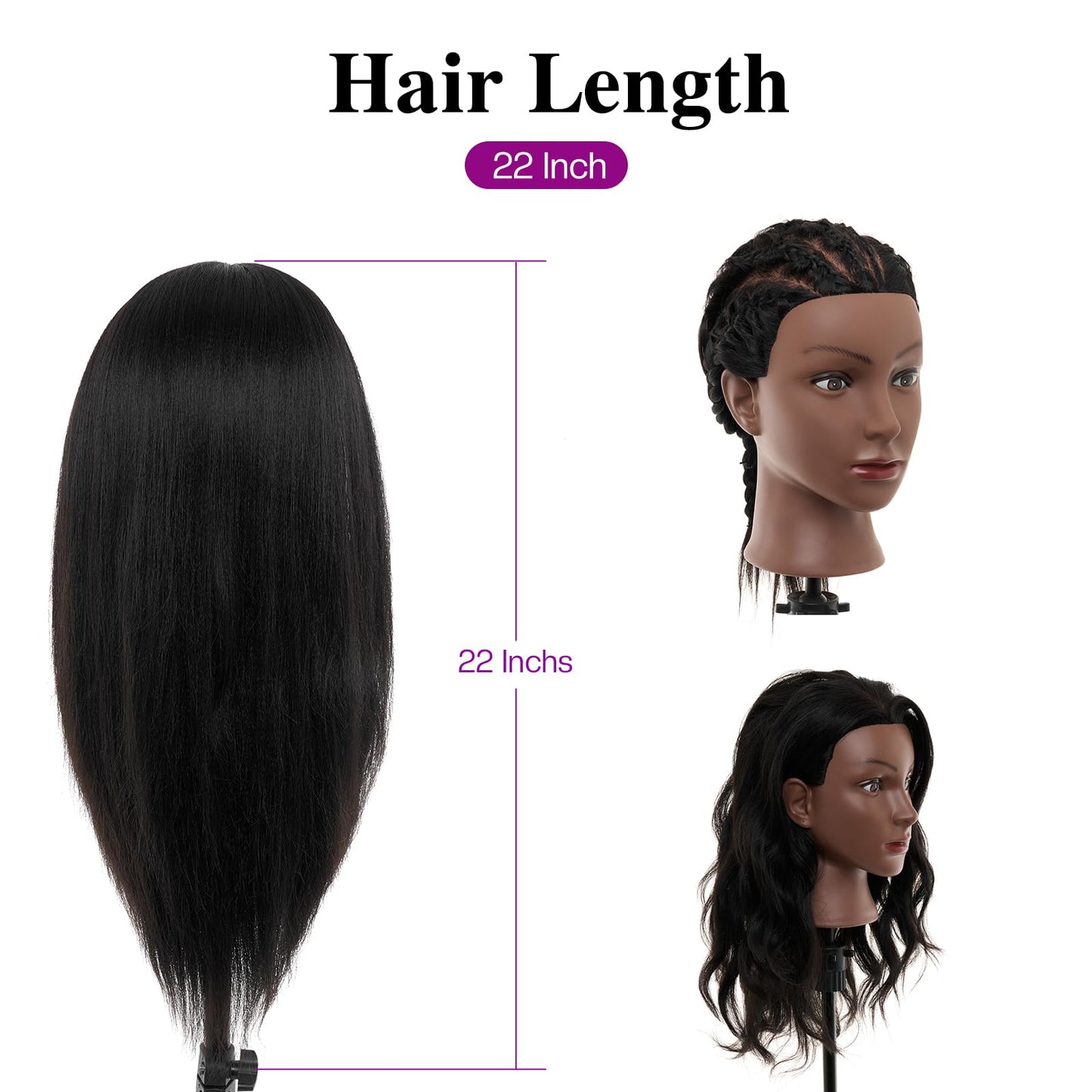 White Smoke 20-22" Mannequin Head,100% Real Human Hair Mannequin Head, Braiding Cosmetology Manikin Doll Head for Hair Styling Training with Table Clamp,Braiding Set(Light brown) Hair Extensions
