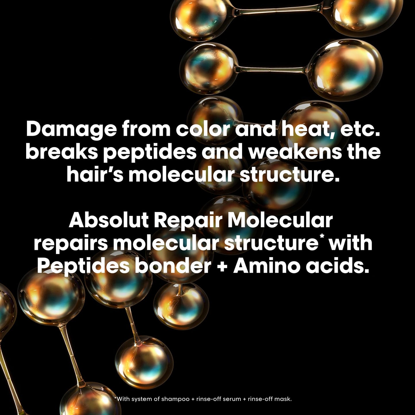 Black L'Oréal Professionnel Paris Absolut Repair Molecular Leave In Mask - Smooths and Strengthens Hair For All Damaged Hair Types, Provides Heat Protection