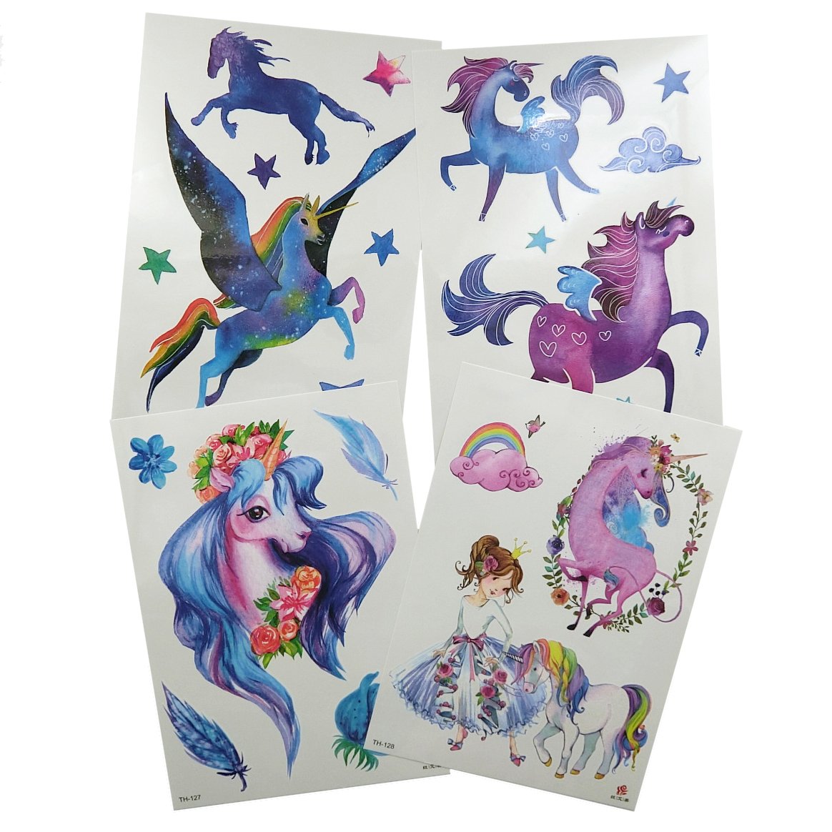 White Smoke Oottati 8 Sheets Temporary Tattoo Stickers Arm Leg Fake, Hand Paint Fairy Tales Horse Wing Unicorn Pegasus for Women