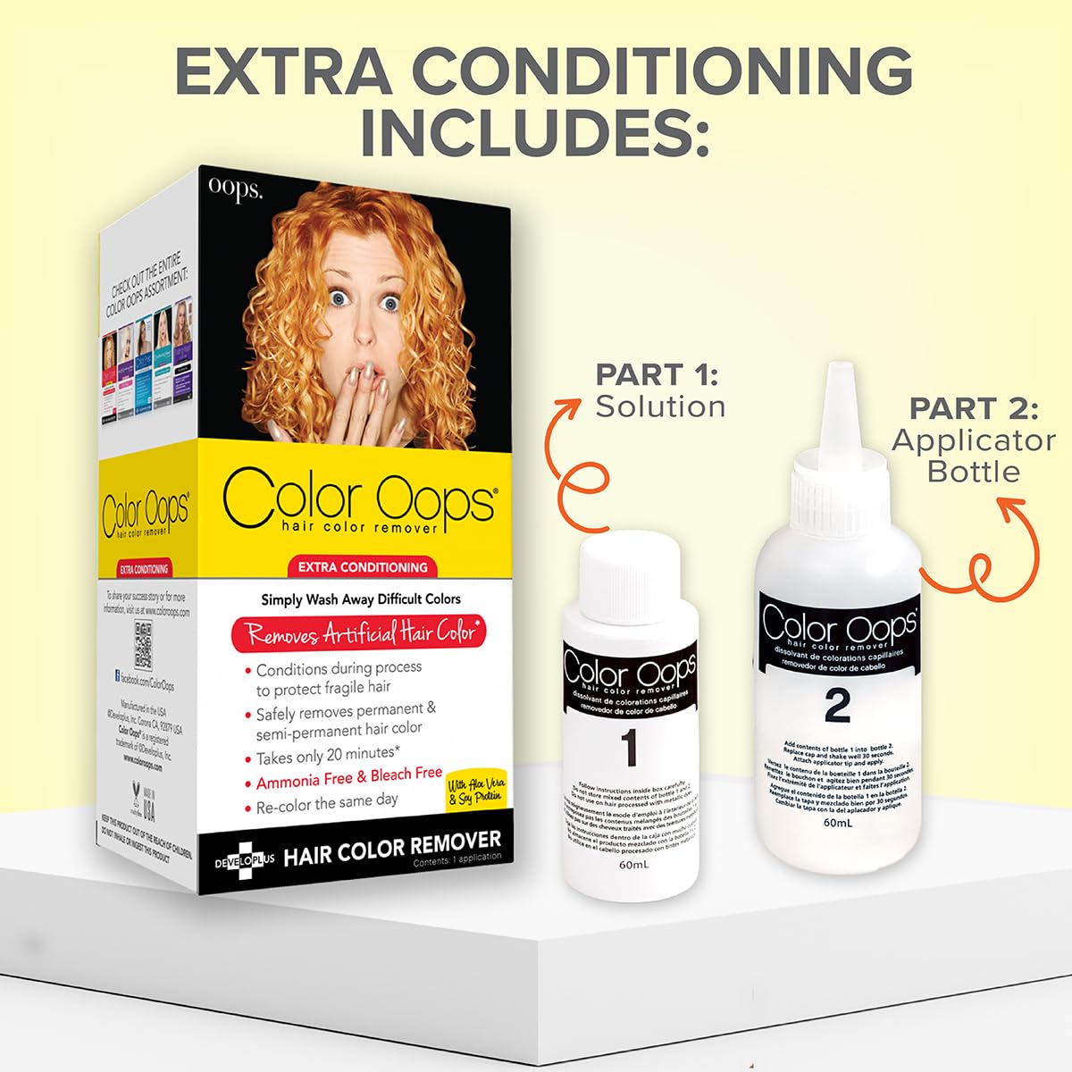 Lemon Chiffon Color Oops Extra Conditioning Hair Color Remover, 1 Application, Hair Dye Remover Processes in 20 Minutes, Safely Removes Permanent & Semi-Permanent Dye, Ammonia & Bleach Free