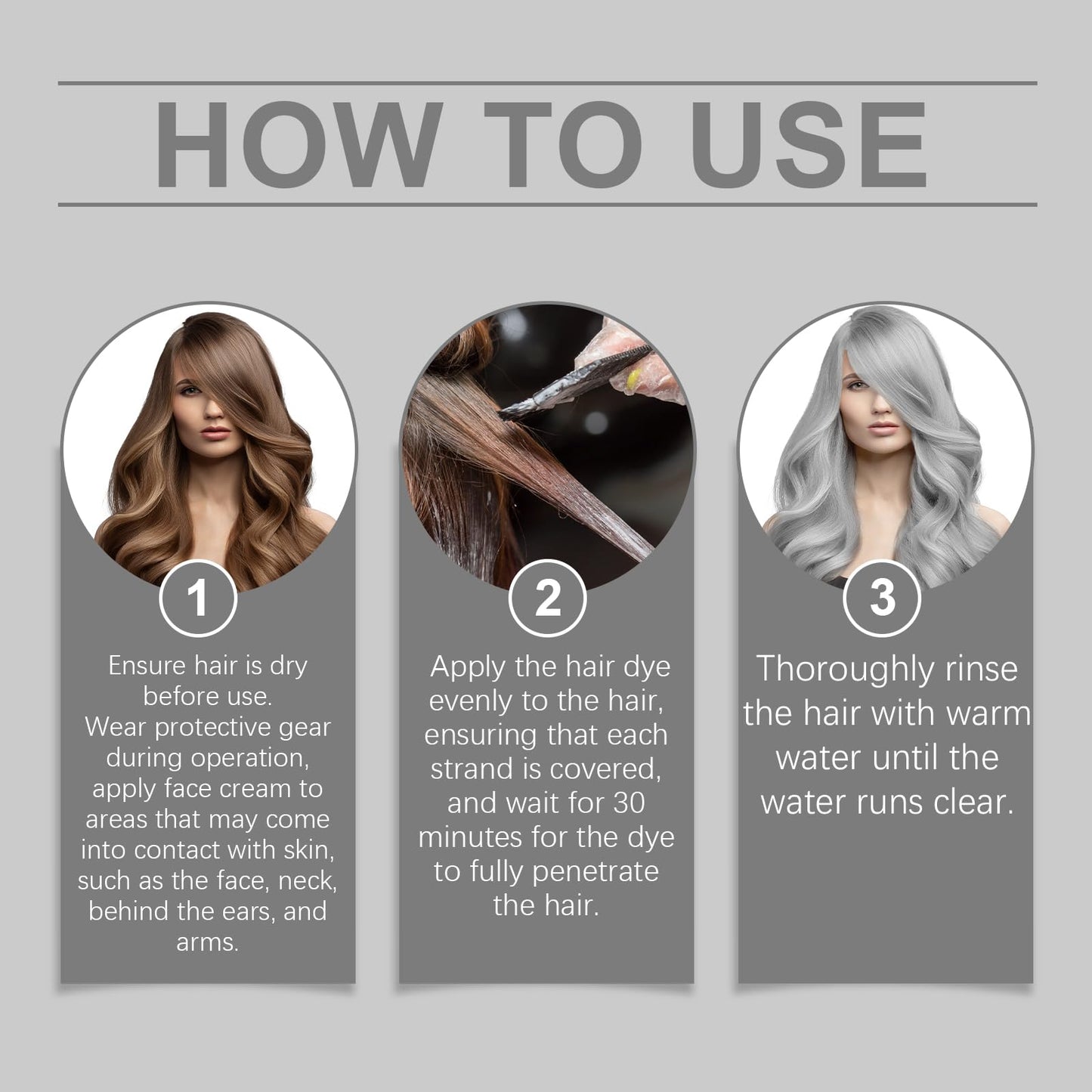 Gray Silver Hair Dye, 2-in-1 Hair Dying and Nourishing with Natural Essence Extract, Conditioning Hair Coloring Essence for Women & Men, 3.53 Fl Oz
